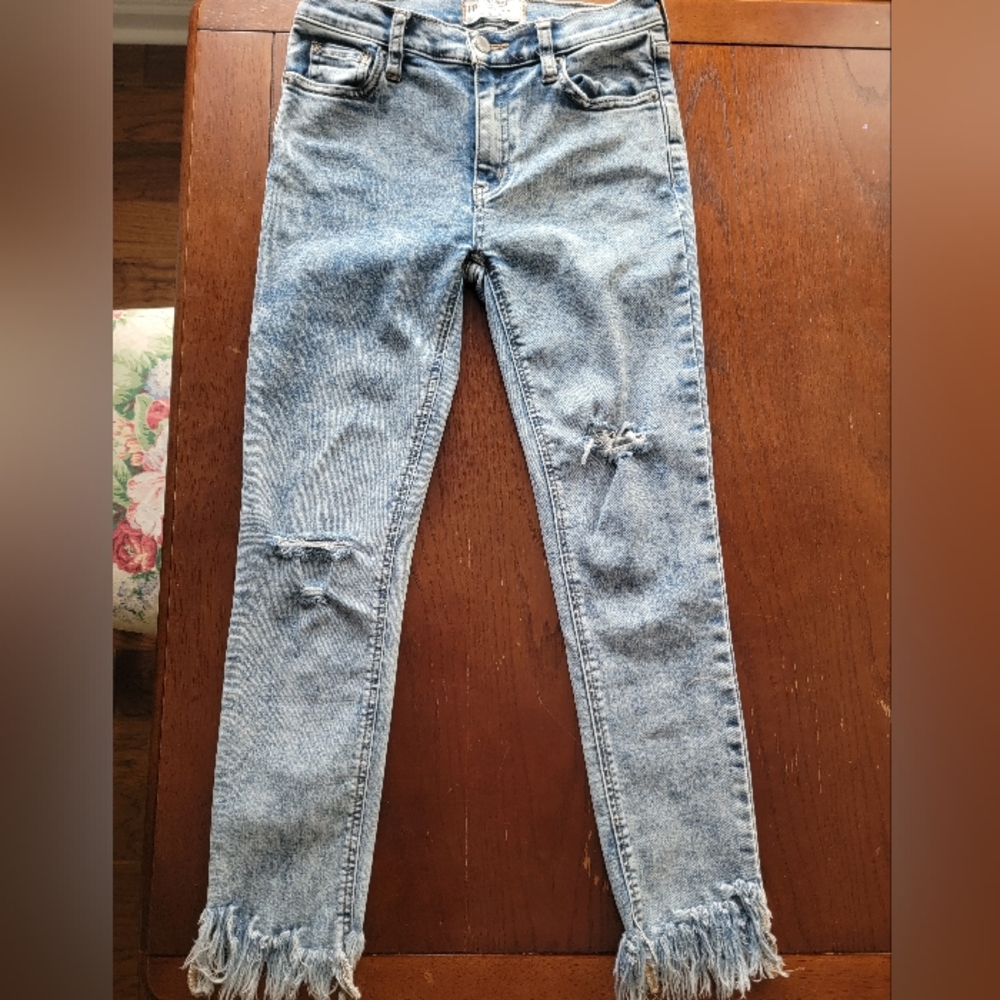Free People Light Blue Distressed Skinny Jeans